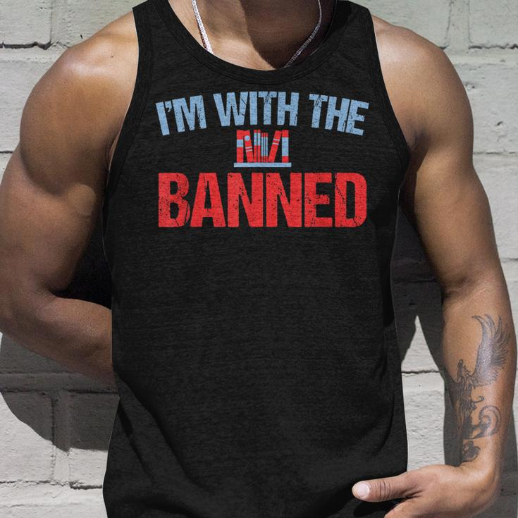 Funny Banned Books Im With The Banned Book Support Readers Unisex Tank Top Gifts for Him
