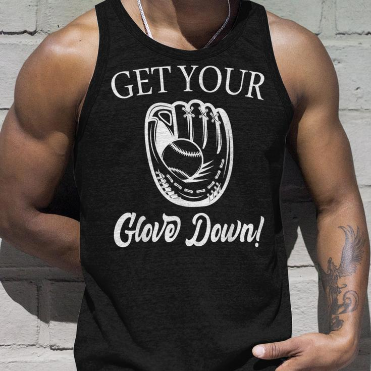 Funny Baseball Get Your Glove Down Baseball Dad Unisex Tank Top Gifts for Him
