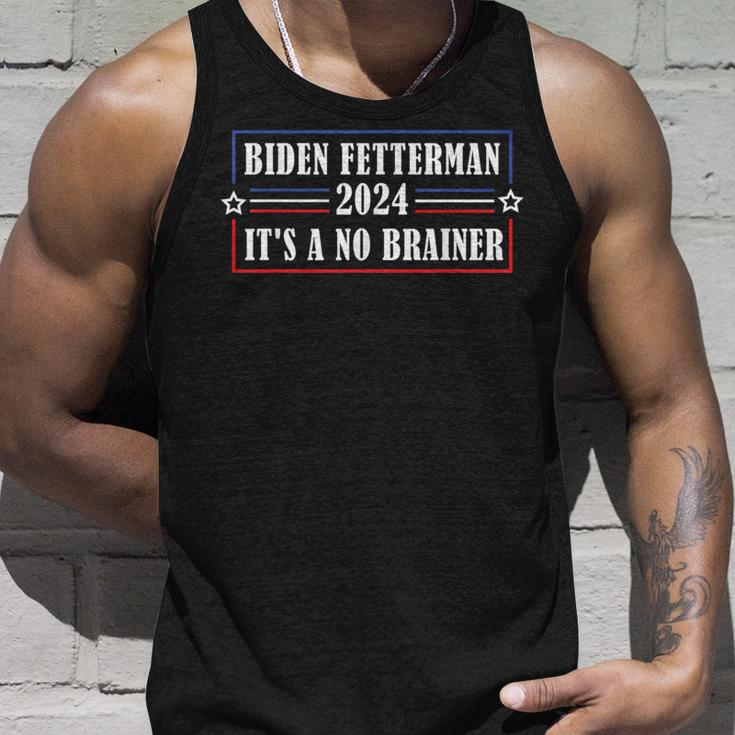 Funny Biden Fetterman 2024 Its A No Brainer Political Unisex Tank Top Gifts for Him