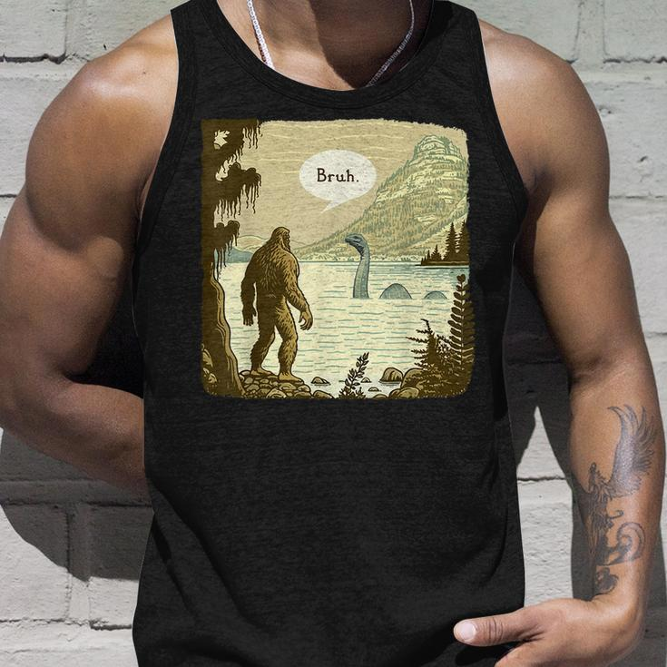 Funny Bigfoot Sasquatch Loch Ness Monster Introvert Bruh Unisex Tank Top Gifts for Him