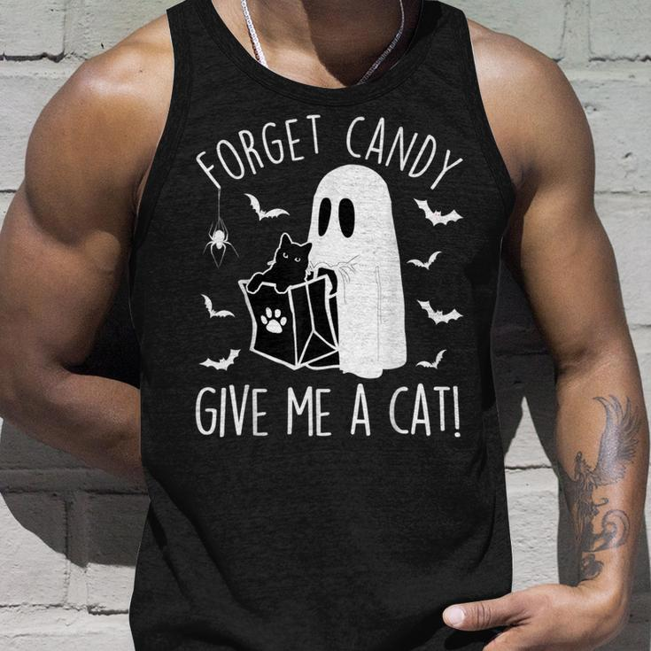 Black Cat Forget Candy Give Me A Cat Lovers Halloween Tank Top Gifts for Him
