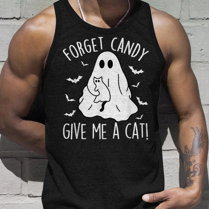 Boo Ghost Black Cat Forget Candy Give Me Cat Halloween Tank Top Gifts for Him