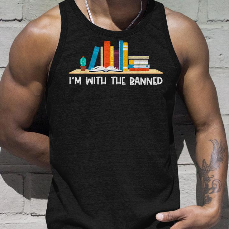 Funny Books Lovers Im With The Books Bookshelf Hilarious Unisex Tank Top Gifts for Him