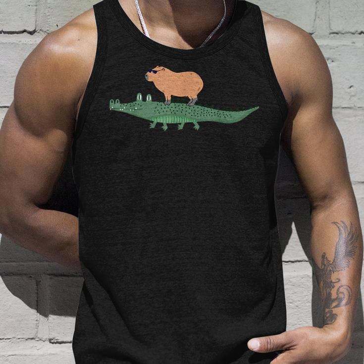 Funny Capybara Riding On A Crocodile Unisex Tank Top Gifts for Him
