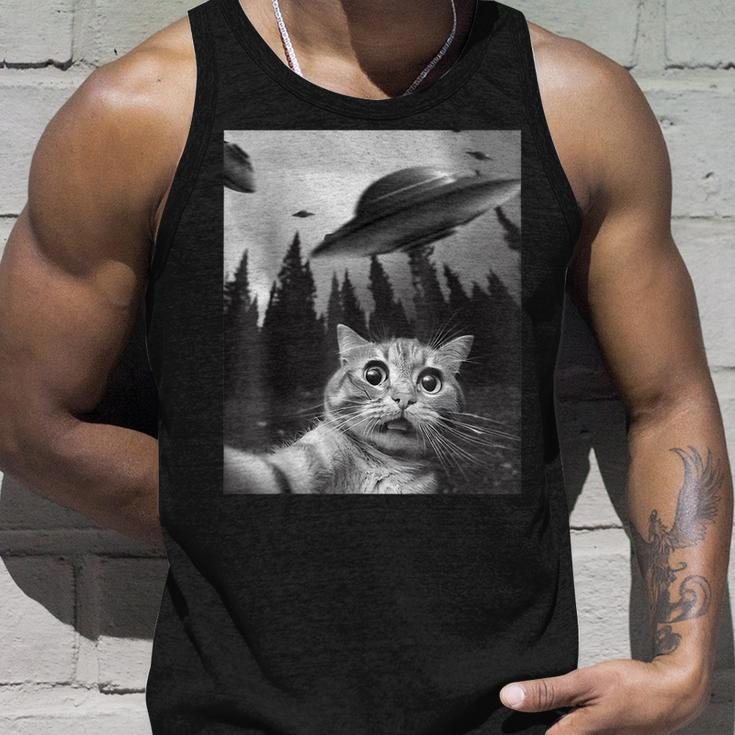 Cat Selfie With Ufos Tank Top Gifts for Him