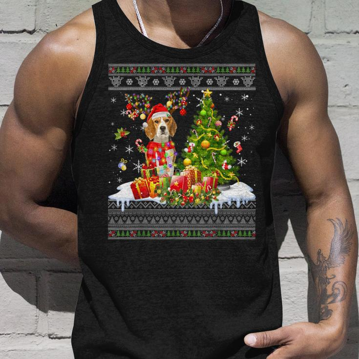 Christmas Lights Beagle Dog Xmas Ugly Sweater Tank Top Gifts for Him