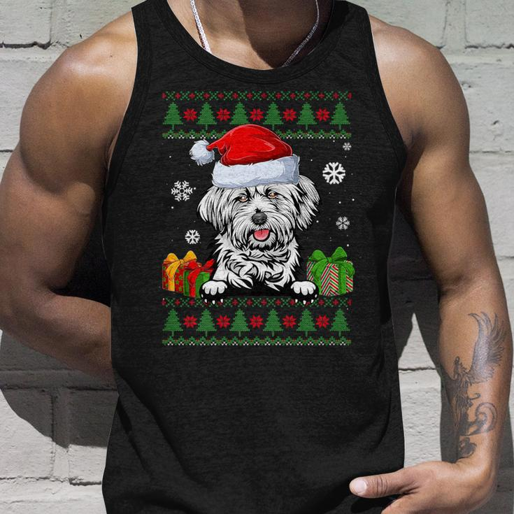 Dog Lovers Lhasa Apso Santa Hat Ugly Christmas Sweater Tank Top Gifts for Him