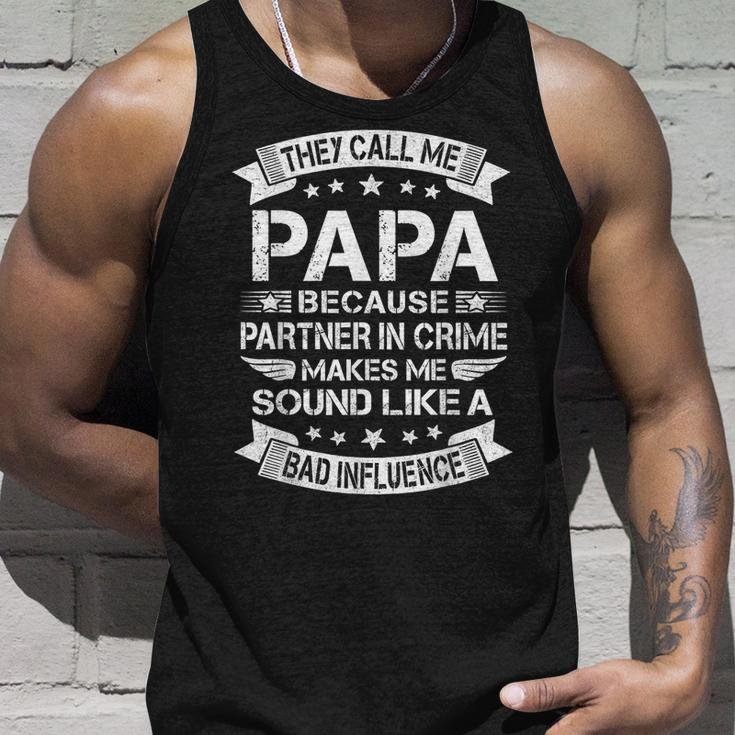 Funny Grandpa Papa Partner In Crime Dad Fathers Day Unisex Tank Top Gifts for Him