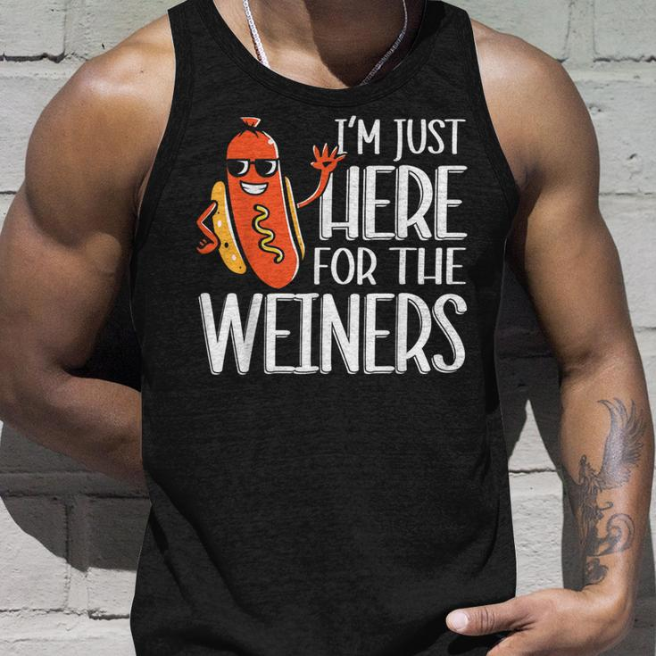 Funny Hot Dog Im Just Here For The Wieners 4Th Of July Unisex Tank Top Gifts for Him