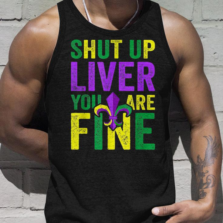Funny Mardi Gras Parade Outfit Shut Up Liver Youre Fine Unisex Tank Top Gifts for Him