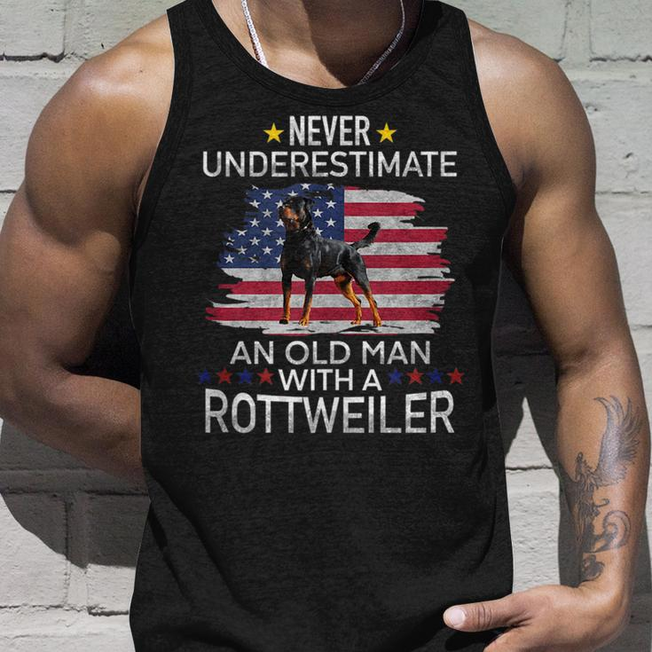 Funny Never Underestimate An Old Man With A Rottweiler Unisex Tank Top Gifts for Him