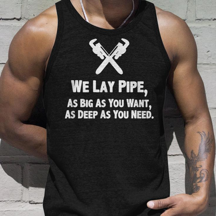 Funny Plumber Plumber Gift Idea We Lay Pipe Unisex Tank Top Gifts for Him