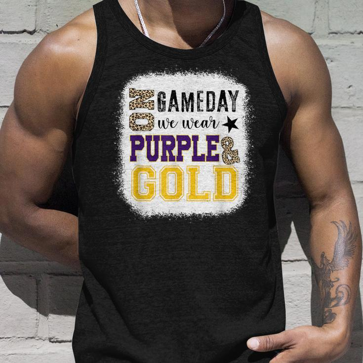 On Gameday Football We Wear Purple And Gold Leopard Print Tank Top Gifts for Him