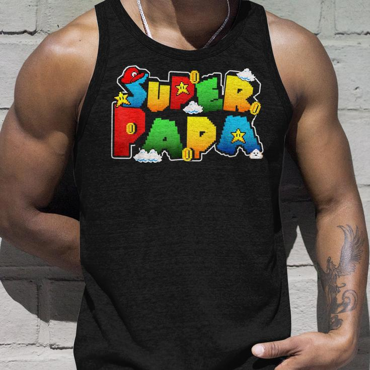 Gamer Super Papa Funny Father Day Gifts Gamer Gift For Papa Unisex Tank Top Gifts for Him