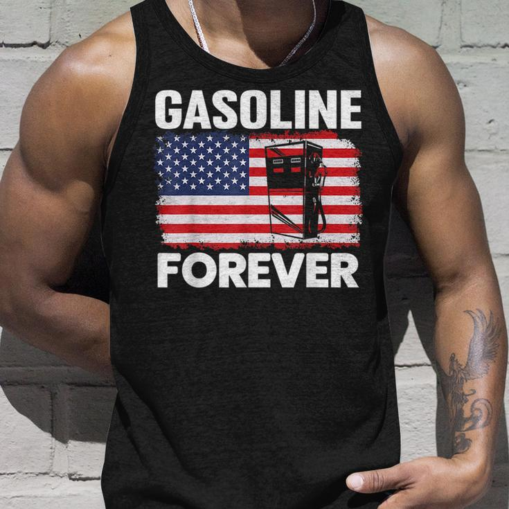 Gasoline Forever Gas Cars Lover Patriotic Usa Flag Patriotic Tank Top Gifts for Him