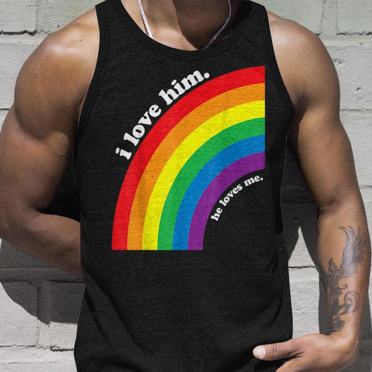 Gay Couple I Love Him He Loves Me For Gay Boyfriend Husband Tank Top Gifts for Him