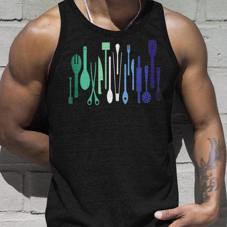 Gay Men Flag Color Mlm Pride Subtle Chef Cook Foodie Lgbtq Unisex Tank Top Gifts for Him