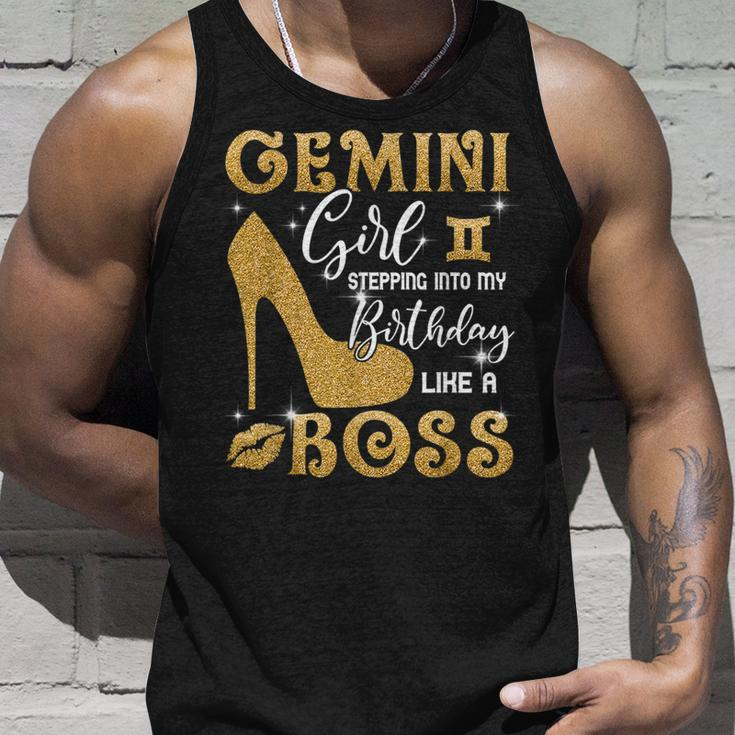 Gemini Girl Stepping Into My Birthday Like A Boss Heel Unisex Tank Top Gifts for Him