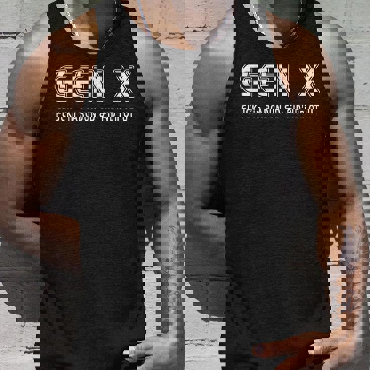 Gen X Fuckin Around & Findin Out Funny Generation X Saying Unisex Tank Top Gifts for Him