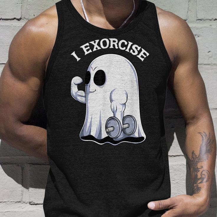 Ghost I Exorcise Funny Gym Exercise Workout Spooky Halloween Unisex Tank Top Gifts for Him