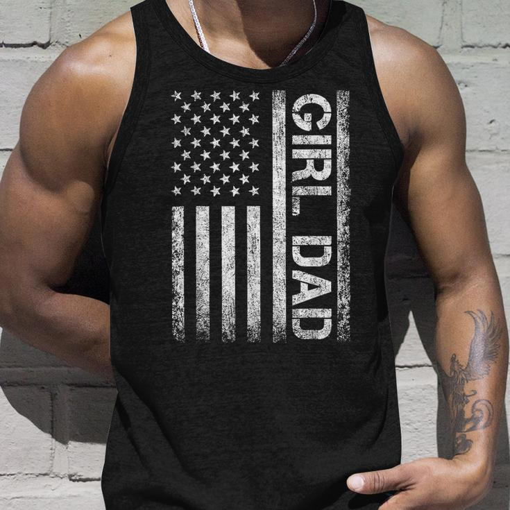 Girl Dad American Flag Father Of Girls Fathers Day Vintage Unisex Tank Top Gifts for Him