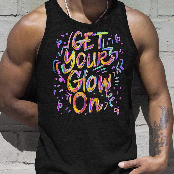 Get Your Glow On Retro Colorful Quote Group Team Tie Dye Tank Top Gifts for Him