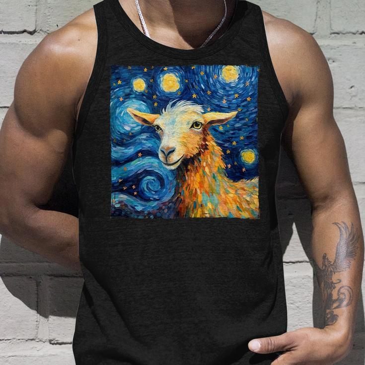Goat Design In The Style Of Van Goghs Iconic Starry Night Unisex Tank Top Gifts for Him