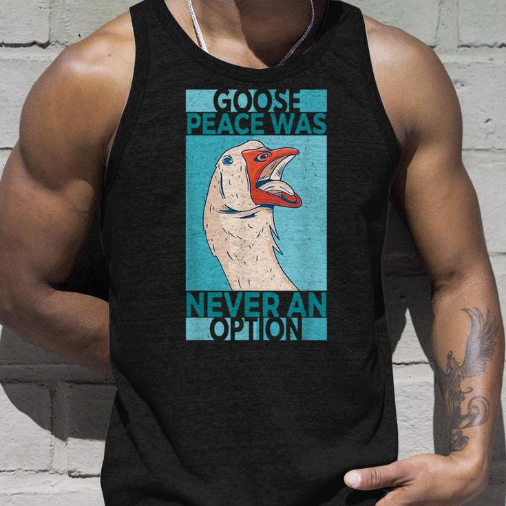 Goose Peace Was Never An Option Geese Videogame Animal Lover Tank Top Gifts for Him