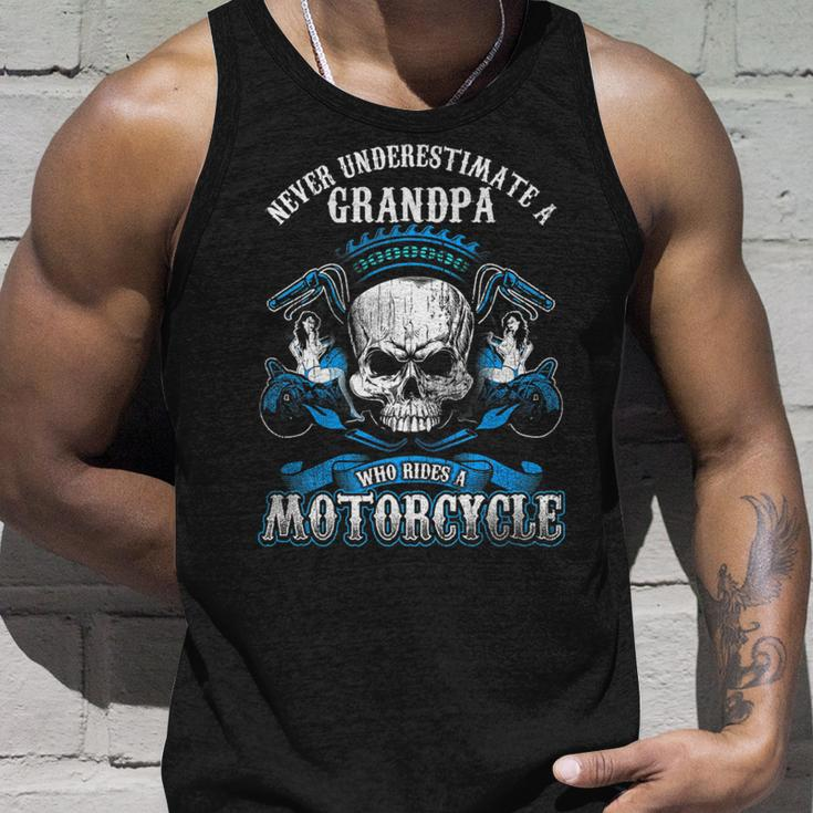 Grandpa Biker Never Underestimate Motorcycle Skull Grandpa Tank Top Gifts for Him