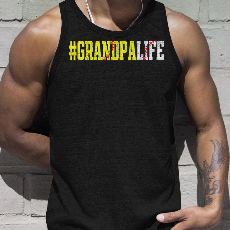 Grandpa Life Softball Grandpa Baseball Lover Fathers Day Unisex Tank Top Gifts for Him