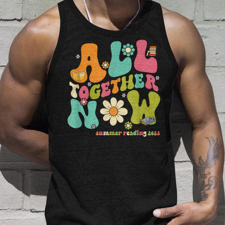 Groovy All Together Now Summer Reading 2023 Librarian Book Unisex Tank Top Gifts for Him