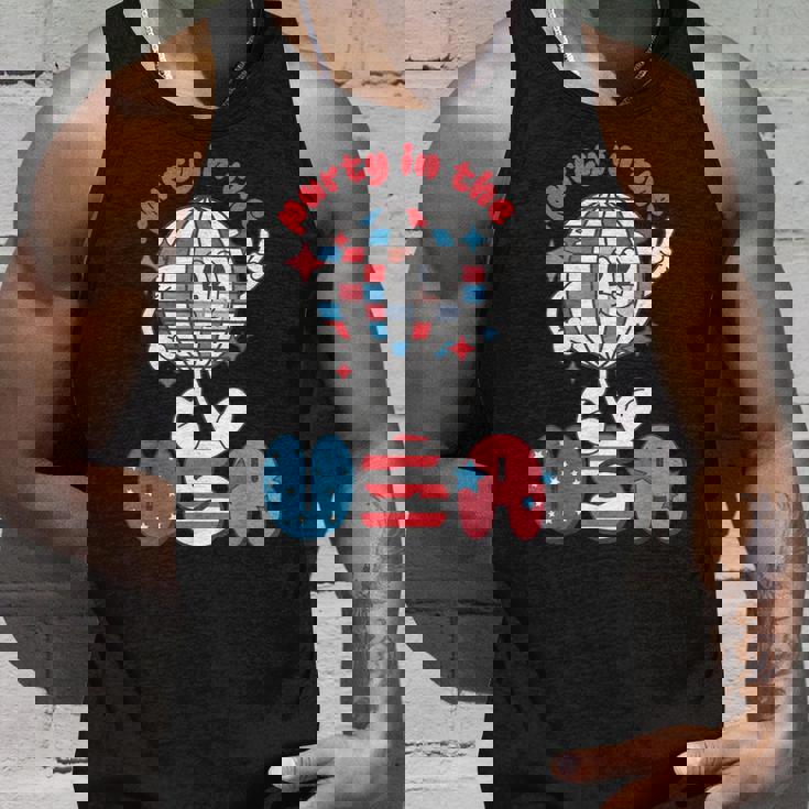 Groovy Disco Funny Party In The Us July 4Th Usa Patriotic Unisex Tank Top Gifts for Him