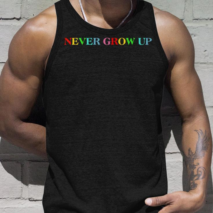 Never Grow Up Colorful Saying Tank Top Gifts for Him