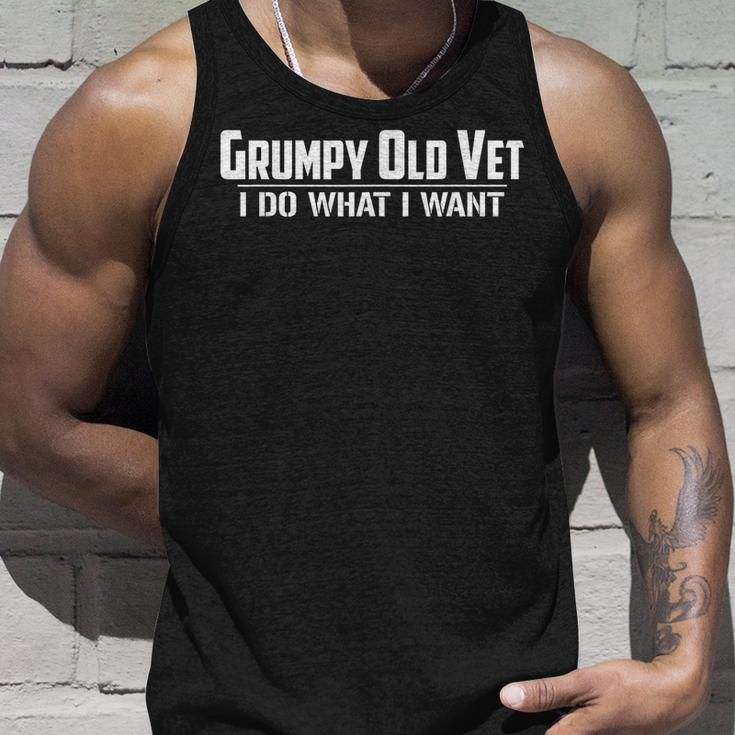 Grumpy Old Vet I Do What I Want Funny Military Veteran Style Unisex Tank Top Gifts for Him