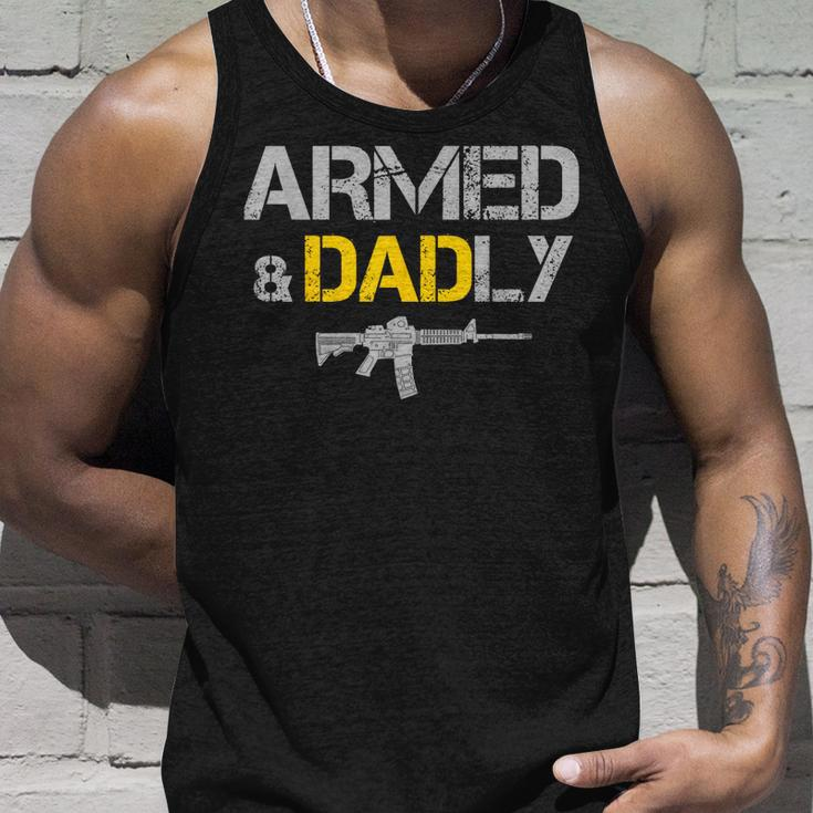 Guns Armed And Dadly Funny Deadly Father Unisex Tank Top Gifts for Him