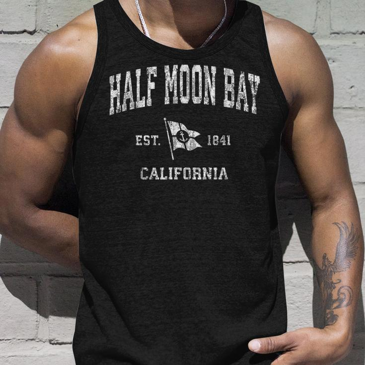 Half Moon Bay Ca Vintage Nautical Boat Anchor Flag Sports Unisex Tank Top Gifts for Him