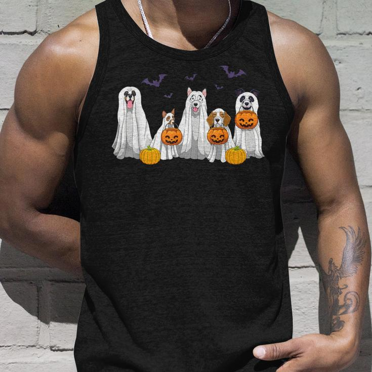 Halloween Dogs Ghost Pumpkins Spooky Dog Lover Tank Top Gifts for Him