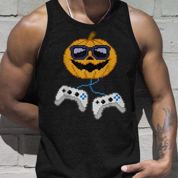 Halloween Jack O Lantern Pixelated Gaming Gamer Boys Tank Top Gifts for Him