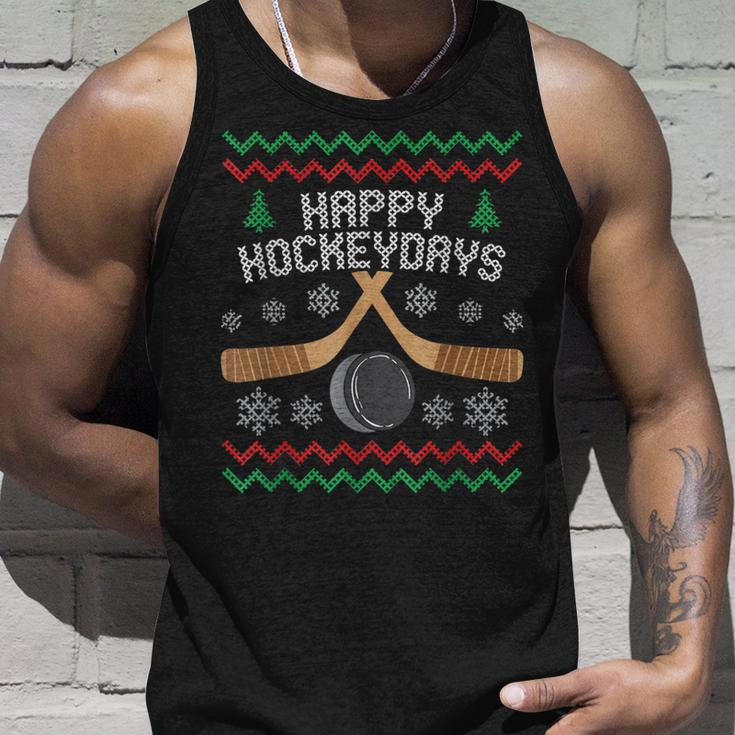 Happy Hockeyday Ice Hockey Boys Christmas Ugly Sweater Tank Top Gifts for Him