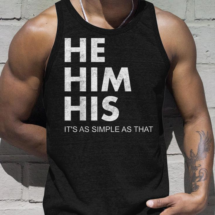 He Him His Pronouns Matter Lgbtq Distressed He Him  Gift For Women Unisex Tank Top Gifts for Him