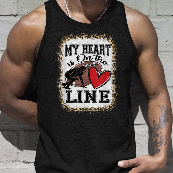 My Heart Is On The Line Offensive Lineman Football Leopard Tank Top Gifts for Him