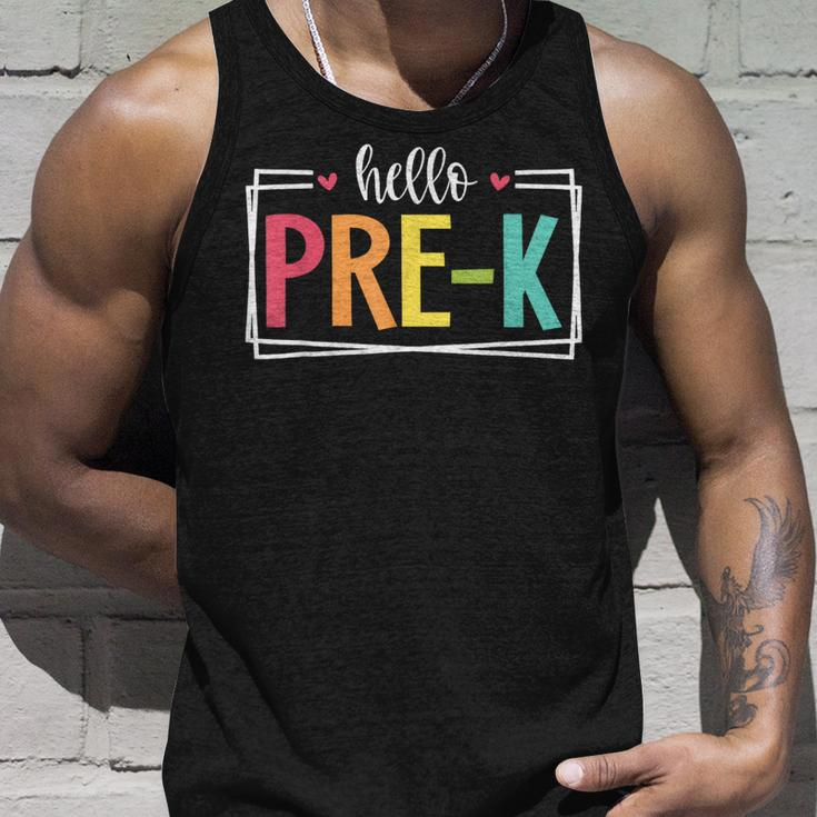 Hello Pre-K First Day Of School Welcome Back To School Unisex Tank Top Gifts for Him
