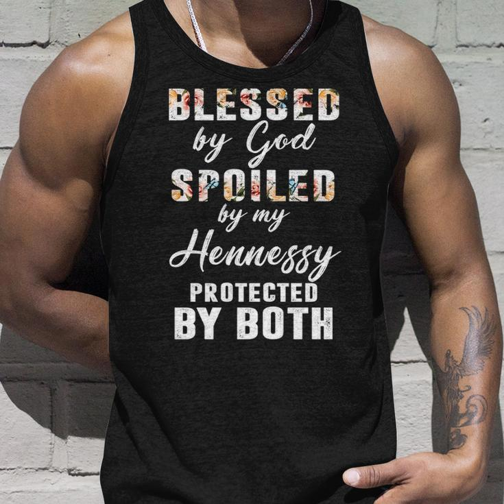 Hennessy Name Gift Blessed By God Spoiled By My Hennessy Unisex Tank Top Gifts for Him