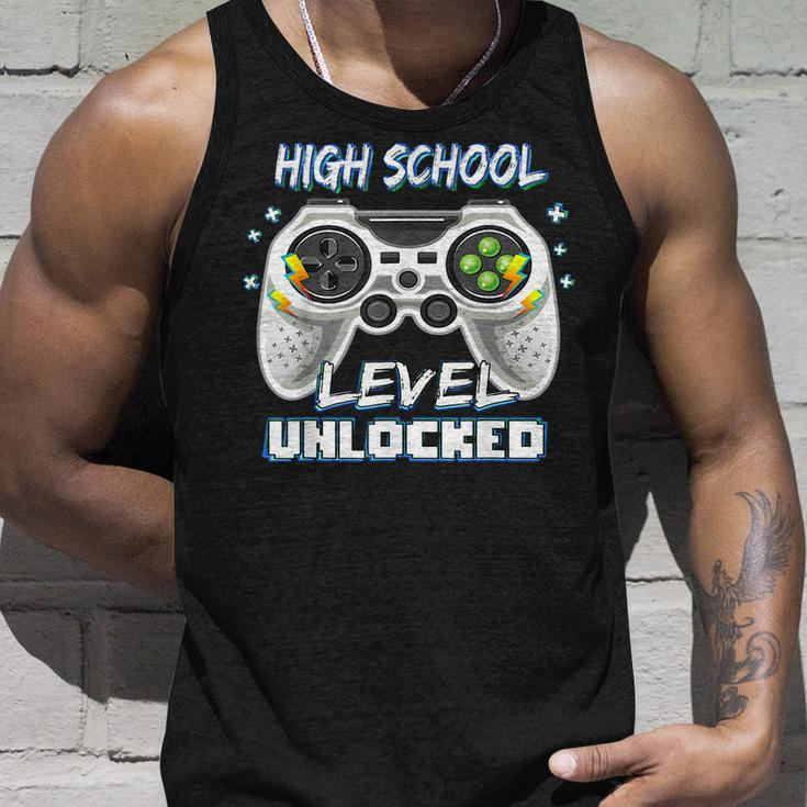 High School Level Unlocked Gamer First Day Of School Boys Unisex Tank Top Gifts for Him