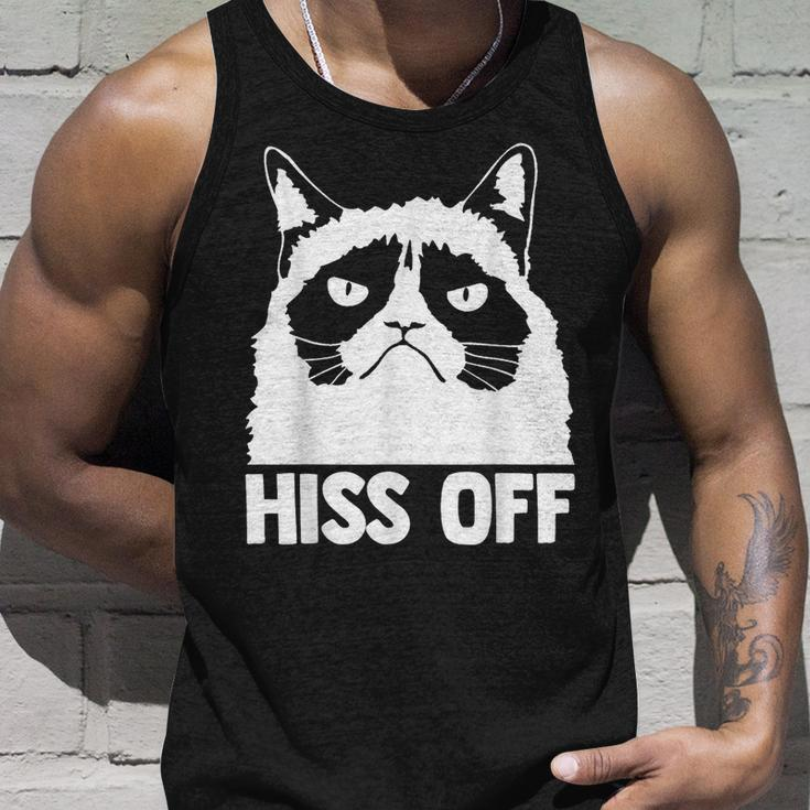 Hiss Off Funny Cat Lover Cute Cat Graphic Unisex Tank Top Gifts for Him