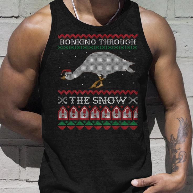 Honking Through The Snow Goose Ugly Christmas Sweater Honk Tank Top Gifts for Him
