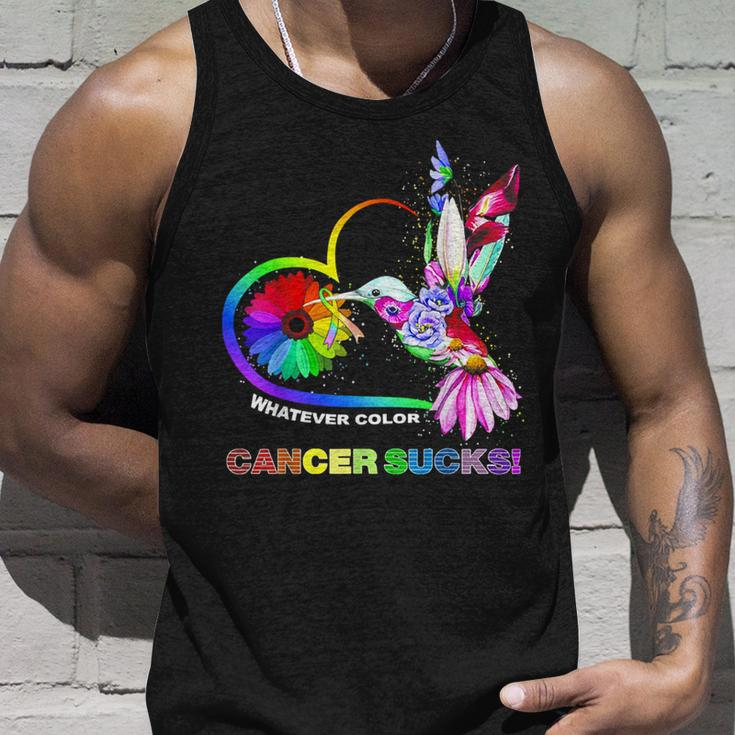 Hummingbird Whatever Color Cancer Sucks Fight Cancer Ribbons Unisex Tank Top Gifts for Him