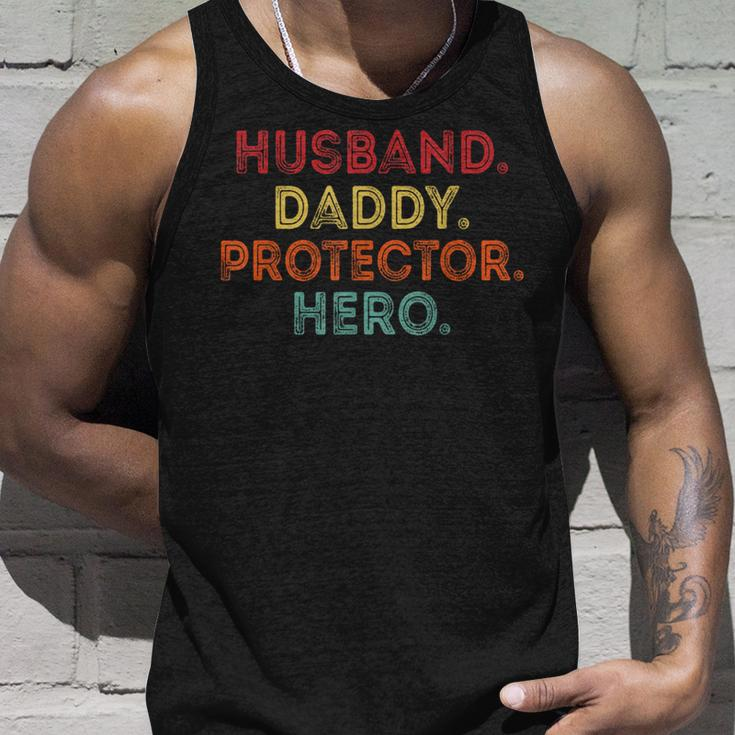 Husband Daddy Protector Hero Dad Fathers Day Vintage Unisex Tank Top Gifts for Him