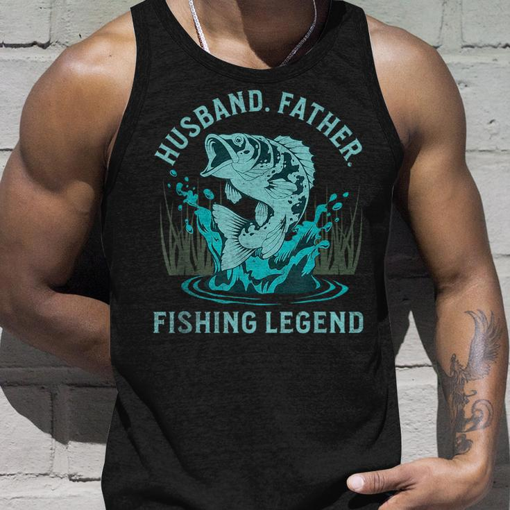 Husband Father Fishing Legend Funny Fisherman Quote Dad Joke Unisex Tank Top Gifts for Him