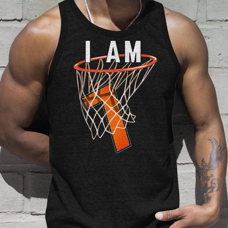 I Am 7 Basketball Themed 7Th Birthday Party Celebration Unisex Tank Top Gifts for Him